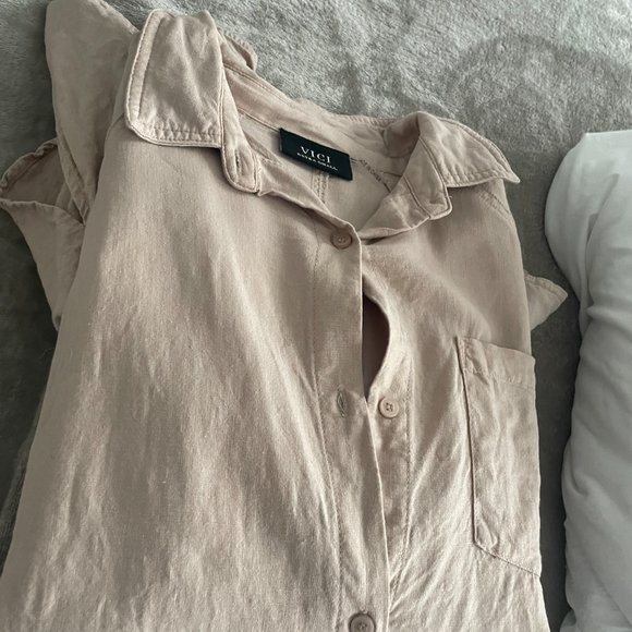 VICI linen-blend oversized button up blouse - Picture 4 of 4